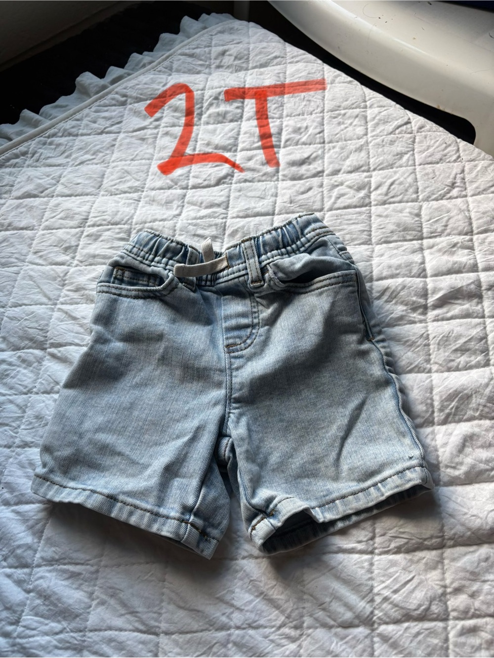 Light Blue Denim Kids Shorts with Elastic Waist